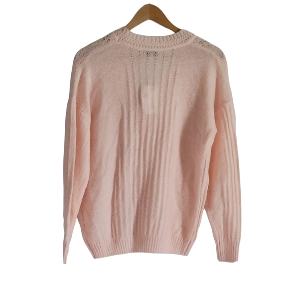 FRNCH Paris V-Neck Pointelle Women's Cardigan Sweater Pink Size Small NWT - Picture 8 of 10